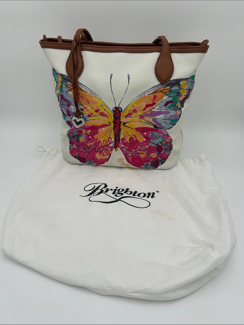 Brighton STUNNING Wingfield MARCY Embroidered Butterfly Tote Handbag NWT